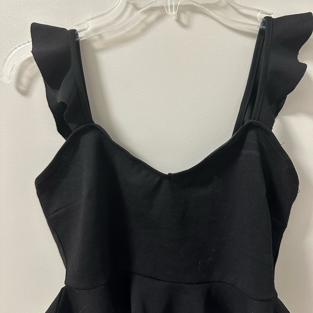 Elegant Black Ruffle Strap Dress